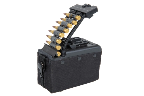 A&K elektrisch doosmagazijn voor 2.000 patronen voor replica's van het type M249 met imitatiemunitie Zwart