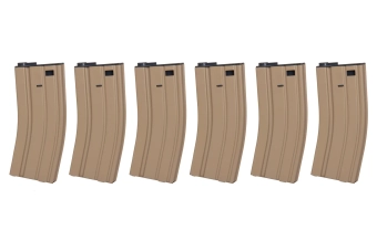 Set van 6 SRC Low-Cap magazijnen voor M4 replica's voor 70 patronen TAN