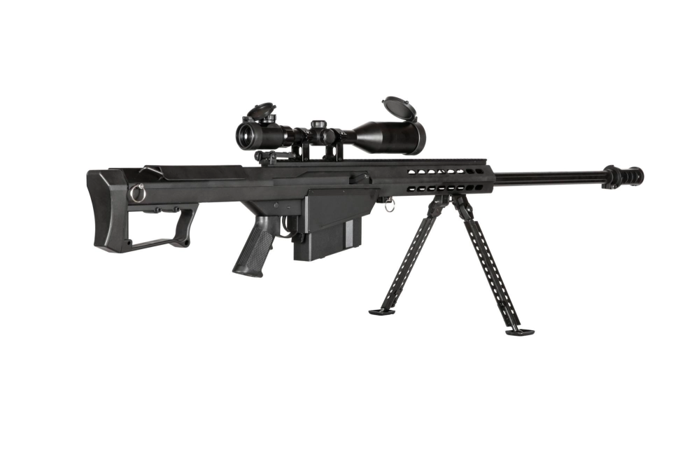 Airsoft pušky SW-024SA s dvojnožkou a dalekohledem - černá