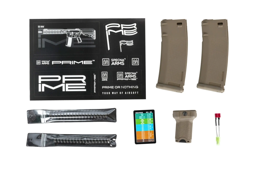 Specna Arms RRA SA-P12 PRIME™ HAL™ ETU Light Ops Stock airsoft Carbine High Torque Half-Tan Version