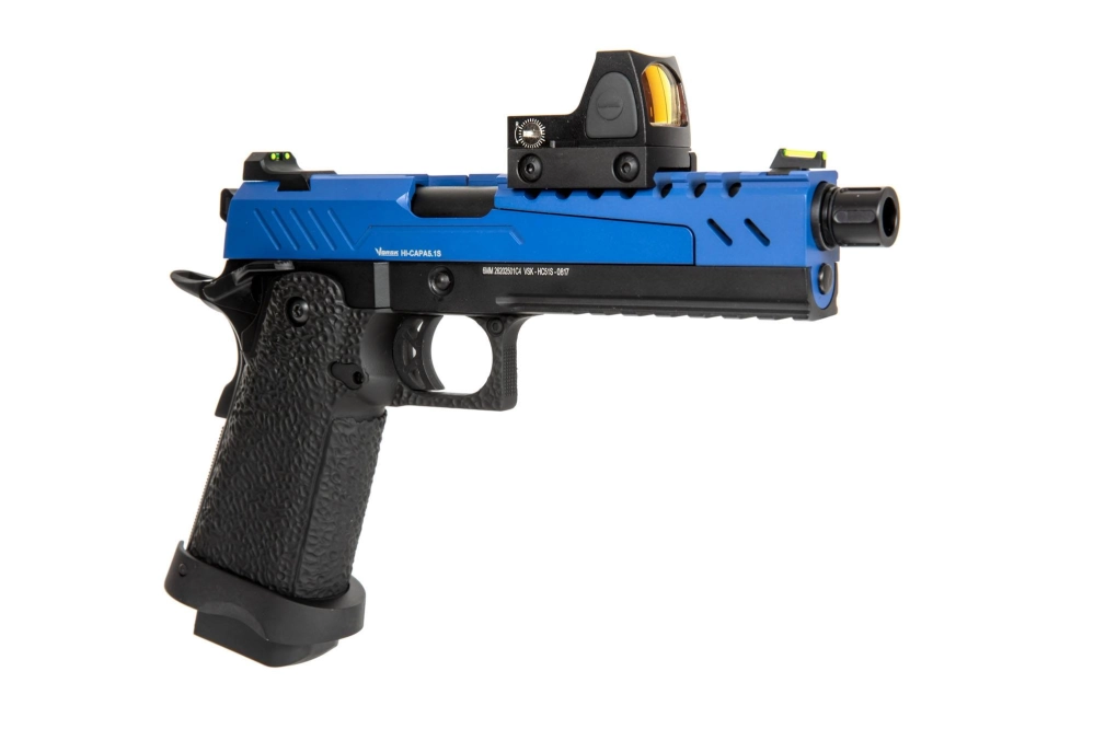 Airsoft pistole Hi-capa 5.1 Split Slide - modrá/černá (s zaměřovačBDS)