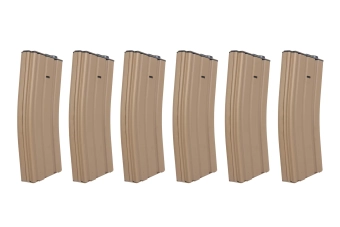 Juego de 6 cargadores SRC Low-Cap para réplicass de M4 de 70 cartuchos TAN