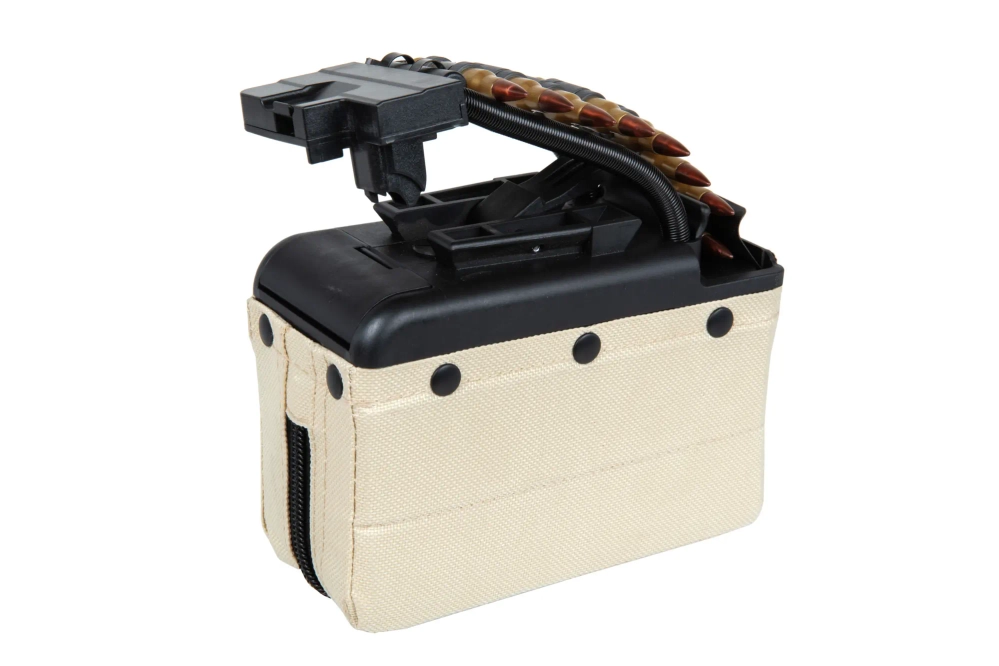 Chargeur électrique A&K de 2 000 plombs pour répliques de type M249 avec munitions imitation Tan