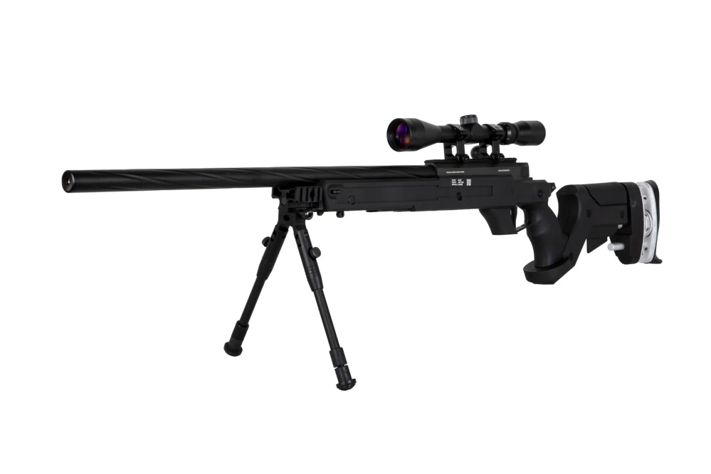 Réplica de sniper SA-S13 EDGE™ con visor y bípode - negro