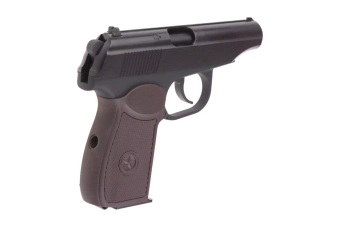 Pistola de airsoft MK con silenciador - negro/marrón grip