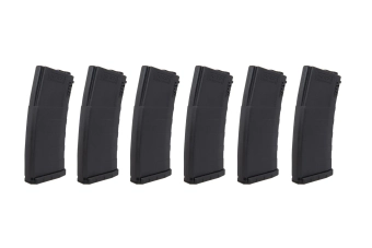 Set van 6 mid-cap KWA magazijnen voor 120 kogels voor M4/M16 replica's Zwart