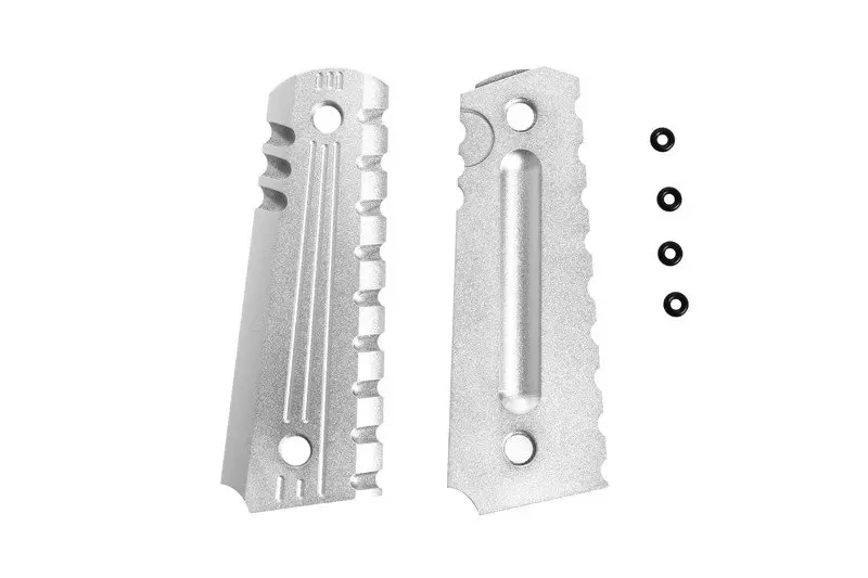 Aluminum Grip Covers  for Colt 1911 Pistols - silver