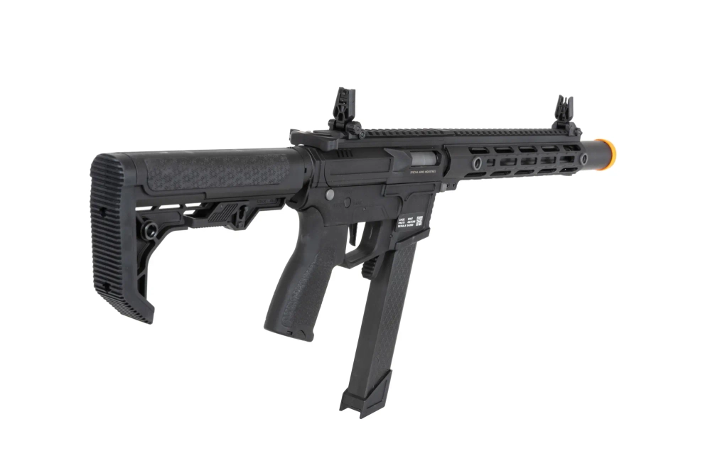 airsoft Specna Arms SA-FX02 Ametralladora FLEX™ HAL ETU Negra con dispositivo de descarga naranja