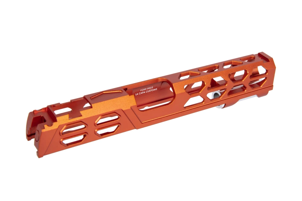 LA Capa Customs VOID hliníkový zámek pro airsoftové zbraně TM Hi-Capa 5.1 oranžový