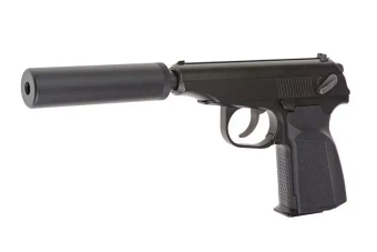 Réplique de pistolet MK avec silencieux - noir  