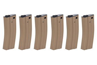 Sada 6 zásobníků SRC Low-Cap pro airsoftové zbraně M4 na 70 nábojů TAN