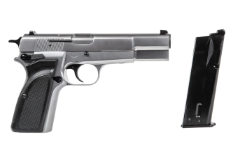 WE Browning Hi Power MK III ASG pistool - Zilver