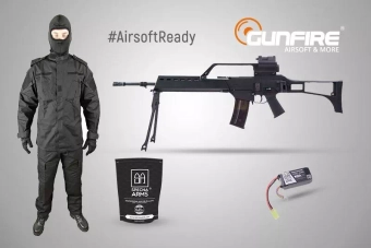 #AirsoftReady kit - airsoftová zbraň + baterie + kuličky + vojenská uniforma