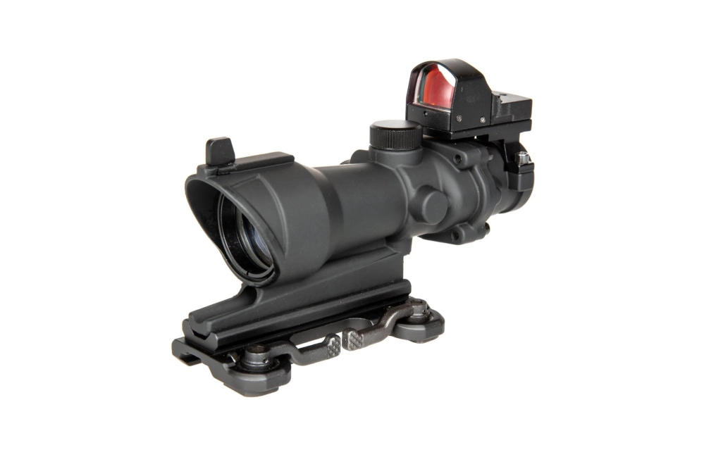 Airsoftová zbraň puškohled ACOG Style 4x32 s kolimátor Mini Red Dot - černý