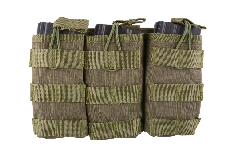 Bolsa triple Open I para cargadores AK/M4/G36 - verde oliva