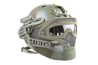 Réplica de casco FAST PJ G4 System con pantalla facial - Verde oliva