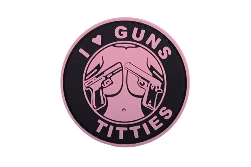 3D Badge - I Love Guns Titties - Pink